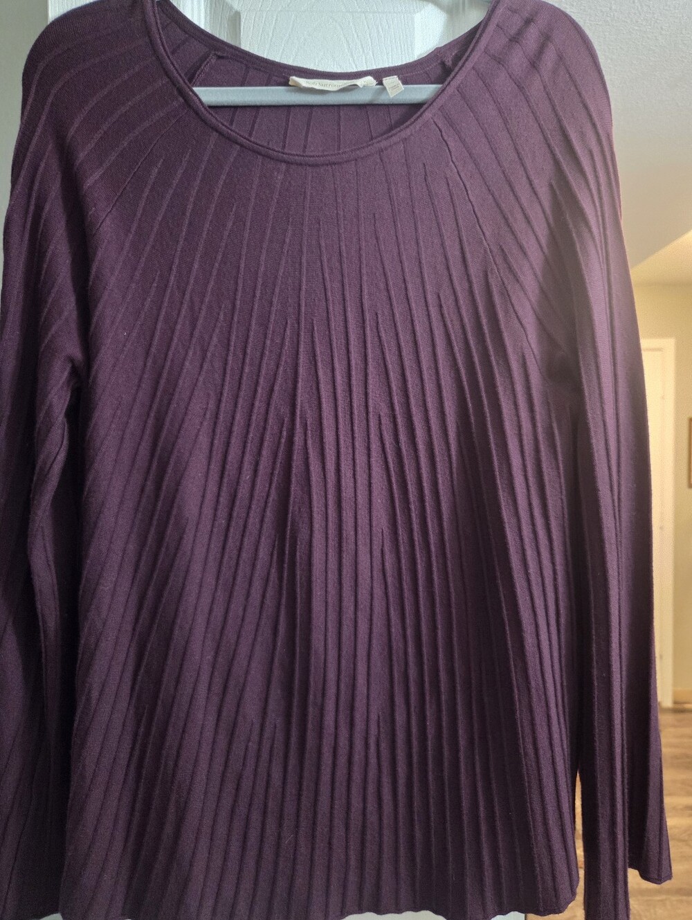 Soft Surroundings Women’s Plum Ribbed Long-Sleeve Sweater